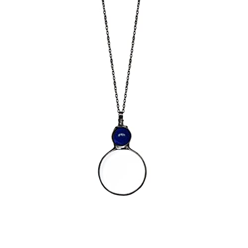 YWJewly Ketten Anhänger Halsketten-Persönlichkeits-Anhänger Festlicher Glas-Stil Klassische Glas-Lupenketten -Anhänger Halsketten Echtleder Für Herren (Blue, One Size) von YWJewly