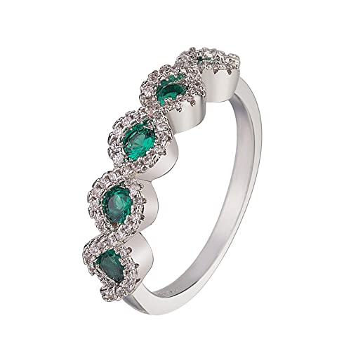 YWJewly Knöchelring Daumenring Fashion Ring Imported Promis Trend Micro mit Ring-Verlobungsring Diamant-Verlobungsring Schwarze Reiter Der Ringe (Green, 8) von YWJewly