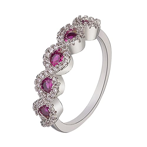 YWJewly Knöchelring Daumenring Fashion Ring Imported Promis Trend Micro mit Ring-Verlobungsring Diamant-Verlobungsring Schwarze Reiter Der Ringe (Red, 9) von YWJewly