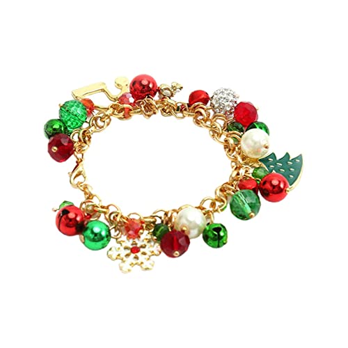 YWJewly Konfirmation Armband Weihnachtsarmband-hängende Perlen-Glocke-Kugel-Kristallperlen-Schnee-Blumen-Höflichkeits-Legierungs-Geschenk-Armband Herren Armband Gravur (Red, One Size) von YWJewly