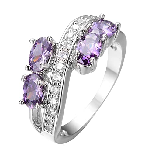 YWJewly Kreativer einfacher Ring in gemischten Farben Set Schmuck funkelnder blauer zarter feiner Luxusring für Frauen Set Schmuck Ringe Kappe Mit Ringen (Purple, 06) von YWJewly