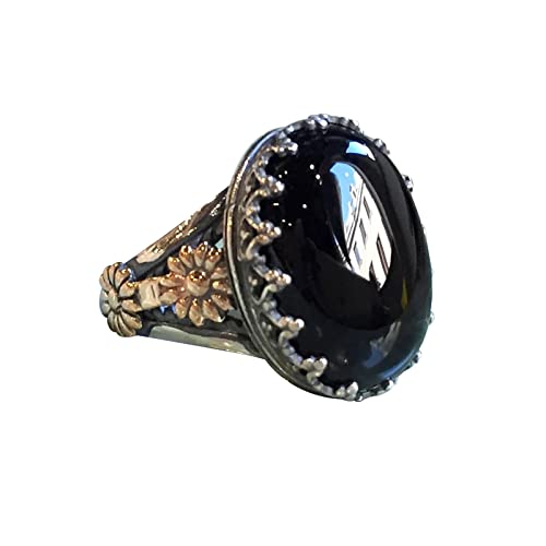 YWJewly Luxus Hoff Geburtsstein Art- Weiseeleganter schwarzer -Schmuck-Skulptur-Ring-Schmuck-verlobter Ring für Frauen Skeleton Rings (Black, 11) von YWJewly