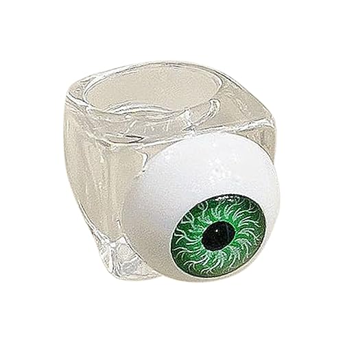 YWJewly Mittelerde Der Ringe Blinkende Ringe, Halloween-Dekoration Partyringe, lustige Augapfelringe für Kinder, Männer Frauen Ringe Basteln Silber (Green, One size) von YWJewly