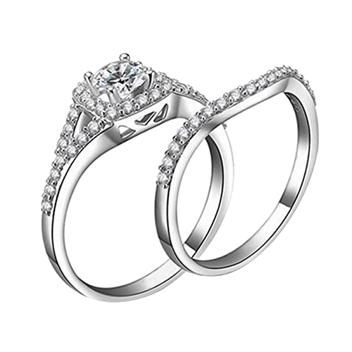 YWJewly Mittelfinger Stapelbare Ringe Ring Design Silber Farbe Ehering Set Für Frauen Engagement Finger Geschenk Bankett Schmuck Vorhang Befestigung Ringe (Silver, 9) von YWJewly