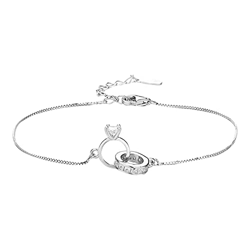 YWJewly Modeschmuck Armbänder Ringarmband mit Ringen für Damen Design vielseitig luxuriös luxuriös Lederarmband Kinder (Silver, One Size) von YWJewly