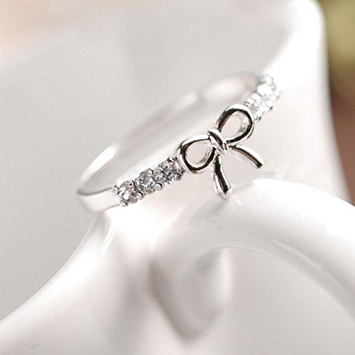 YWJewly Modeschmuck Ringe Kristallring Einfache koreanische Schmuck-Bogen-Ringe 63 Mm Ringe Damen (a-Silver, One Size) von YWJewly