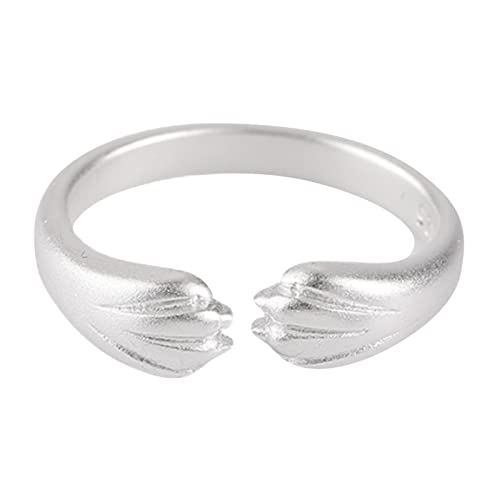 YWJewly Modeschmuck Ringe Ring-niedlicher Tiertiger-Stufen-Ring-Damen-Ring-weiblicher Art- Weisepersönlichkeits-Ring-einfache Damen-Ringe Bettbezug Der Ringe (Silver-C, One Size) von YWJewly