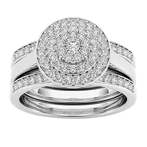 YWJewly Modisches and personalisiertes Eingelegte Ringe Zirkon Schmuck Vergoldeter Ring Klassische Ringe Ausgefallene Ringe Damen Silber (Silver, 10) von YWJewly