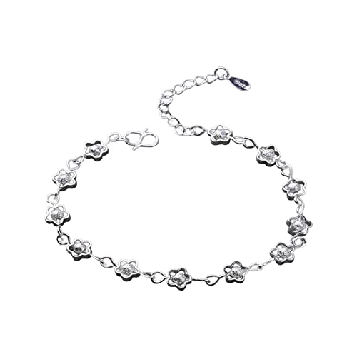 YWJewly Mutmacher Armband Pflaumenblüten Schmuck kleine hohle Pflaumenblüten Armband versilbert reine Handarbeit Silikonarmbänder Für Männer (White, One Size) von YWJewly