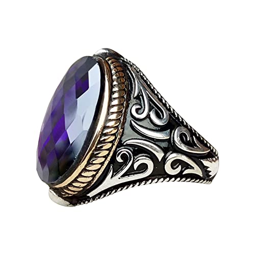 YWJewly Natürlicher Silber Edelstein Mode eleganter lila Schmuck Ring Schmuck Verlobter Ring für Frauen Männer Der Ringe Bild (Purple, 13) von YWJewly