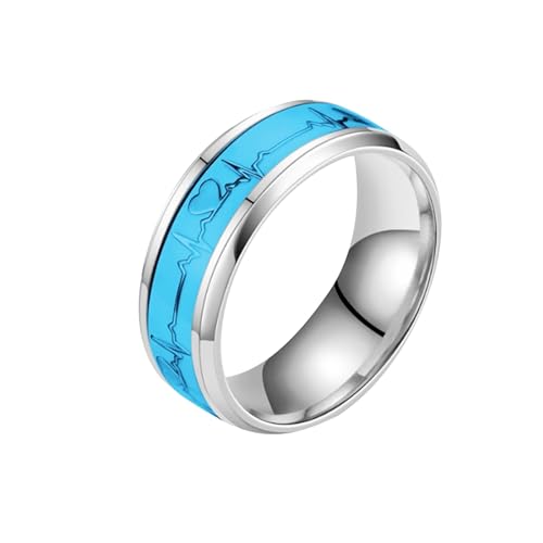 YWJewly Ordner Mit Ringen Mehrfarbiger Ring in Herzform, Titanstahl, mehrfarbig, individueller Ring, Design-Ring, Paarring, Paar-Geschenk Vorhang Zubehör Ringe (Blue, B) von YWJewly