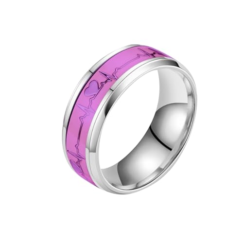 YWJewly Ordner Mit Ringen Mehrfarbiger Ring in Herzform, Titanstahl, mehrfarbig, individueller Ring, Design-Ring, Paarring, Paar-Geschenk Vorhang Zubehör Ringe (Purple, D) von YWJewly