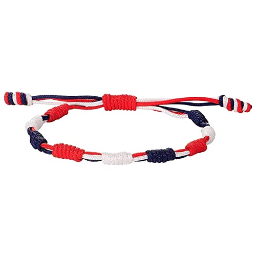 YWJewly PäRchen Armband Unabhängigkeitstag-Armband, handgewebt, rote, weiße blaue Flaggenfarbe, gemischte Unabhängigkeitstag-Armbänder für Männer Frauen Armband Für Damen Mit Offener (Red, One Size) von YWJewly