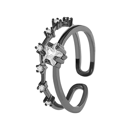 YWJewly Ringe Brautringe Micro Set Zirkon Stern Ring für Frauen Modeschmuck beliebte Accessoires Ringe Schmal Set (Black, One Size) von YWJewly
