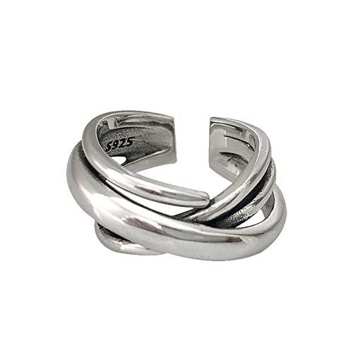 YWJewly Ringe Edelstahl Damen Vintage offener einfacher Ring weiblicher Hip-Hop-Mode-Persönlichkeits-Mode-Design-offener Lebensmittel-Ring Bettbezug Der Ringe (Silver #4, One Size) von YWJewly