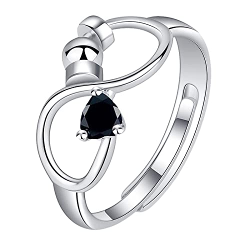 YWJewly Ringe Geburtssteine Rotierender -Angst Dekompressionsring Dekompressionsring Geburtstagsgeschenk für sie Minimalistischer Kristallring Geburtssteine Strassring Lutsch Ringe (Black, One Size) von YWJewly