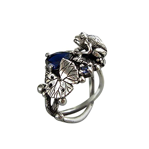 YWJewly Ringe Mode-Retro-Persönlichkeits-Frosch-Ring-Maskottchen-Silber-Ring für Frauen Männer Kalender Ringe (Silver, 8) von YWJewly