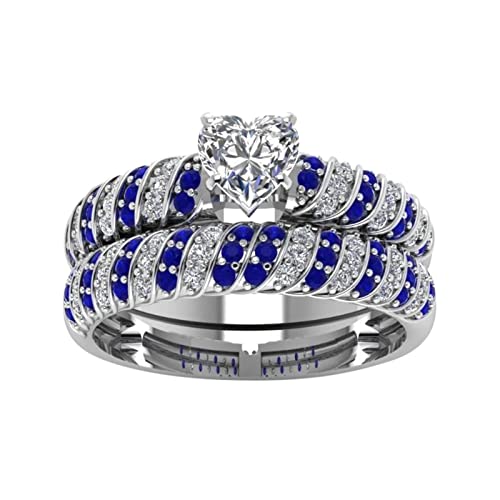 YWJewly Rotierende Ringe Handgemachte Verlobung Eheringe aus Weißstein Schöne Ringe Teenager (Blue, 6) von YWJewly