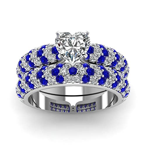 YWJewly Rotierende Ringe Ring-Hochzeits-Geschenk-Schmuck-Schnitt-handgefertigte Luxus-weiße Verlobungsringe Ringelbündchen (Blue, 10) von YWJewly