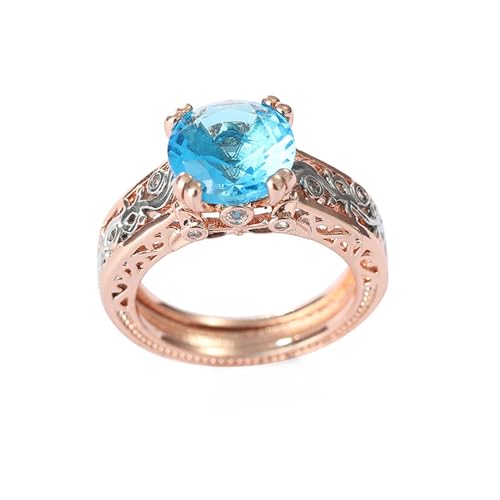 YWJewly Schmuck für Frauen Mädchen Bunte Mode Verlobung Hochzeit Damen Breakaway Rose Ring Gold Blumenring Gay Rings (Sky Blue, One Size) von YWJewly