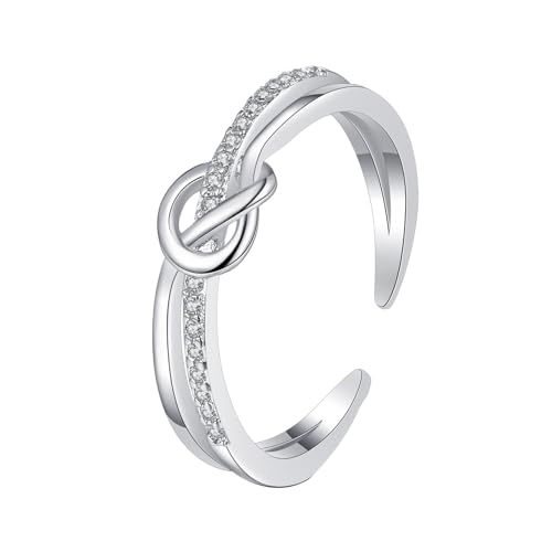 YWJewly Schmuck für Frauen Mädchen -Knoten-Ring, schlichter Damen-Ring, leichter Luxus-Premium-Feeling-Ring, Modeschmuck Ringmechanik 4 Ringe (Silver, One Size) von YWJewly