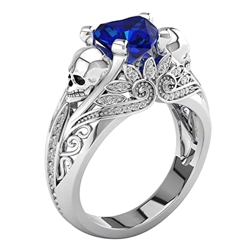 YWJewly Schmuckgeschenk Accessoire Versprechen Finger Hohler Ring Full Water Lover Shaped Drop Mode Ring Diamantringe Ringe compatible with Machen Set (Blue, 9) von YWJewly