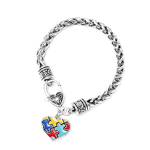 YWJewly Sommer Seil Armbänder Mädchen Emaillierte Uhr Charm des Autismus farbenfrohe Rätsel Kristalle Für Schmuckherstellung (Blue-d, One Size) von YWJewly