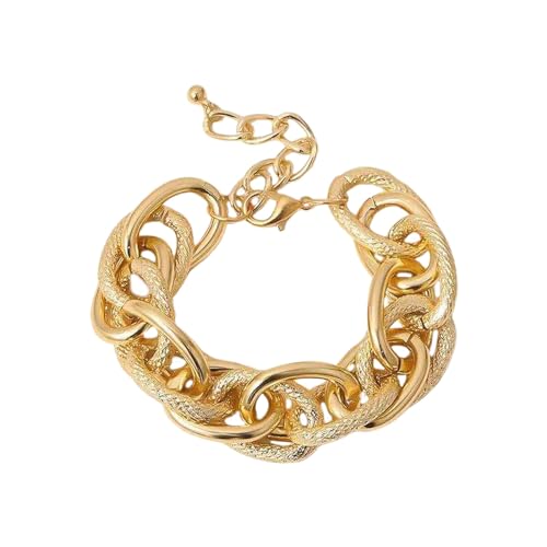 YWJewly Sommer Seil Armbänder Mädchen Premium Punk Lock Choker Spitze Anhänger Damen Kragen Statement Gold Farbe Chunky Dicke Kette Halskette Herren Alarm Armband (Gold, One Size) von YWJewly