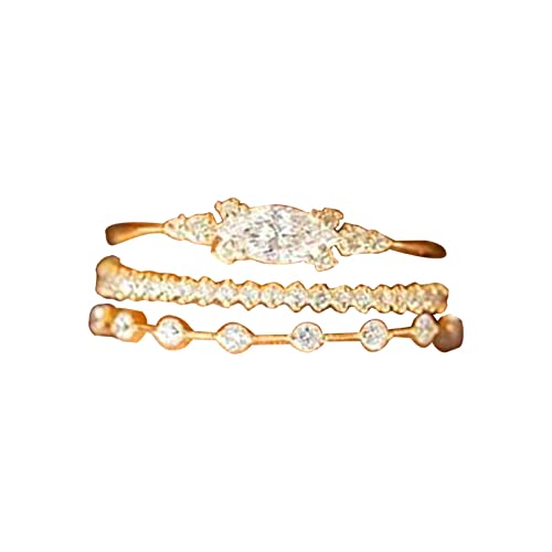 YWJewly Sorgenring Vintage Ring Muttertagsgeschenk 3 STÜCK Mode Ring Kristall Elegante Frauen Hochzeit Verlobungsfeier Schmuck Handy Ringe (B, 6) von YWJewly