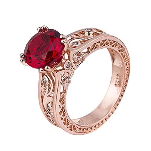 YWJewly Stapelbare Ringe Damen- Mädchenmode-Edelstein-Europa großer -Ring-mehrfarbiger Verlobungs-Hochzeits-Geschenk-Ring Ringe Teenager Mädchen Trend (Red, 7) von YWJewly