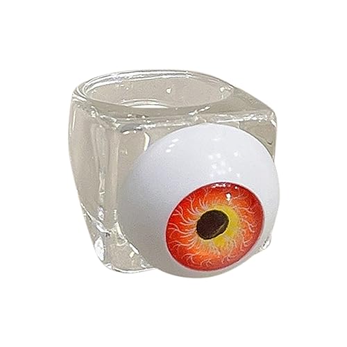 YWJewly Statement-Ring für Frauen Muttertagsgeschenk Blinkende Ringe, Halloween-Dekoration Partyringe, lustige Augapfelringe für Kinder, Männer Frauen Buchbindung Ringe (Red, One size) von YWJewly