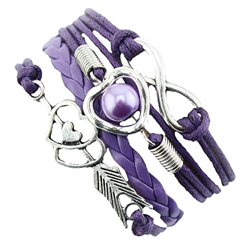 YWJewly Surferarmband Damen Herz Armband Charme Freundschaft PP Perle Antik Liebesarmbänder Silikonarmbänder Für Männer (1-(Purple), One Size) von YWJewly