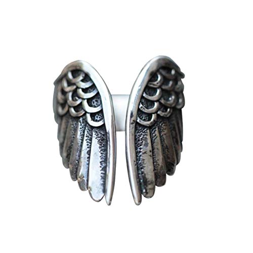 YWJewly Verlobungsring Ehering Ring für Braut Damen Flügel Angel Black Vintage-Ringschmuck retro Trend Open Punk Ring Ringe Für Schlüssel (c-Black, One Size) von YWJewly