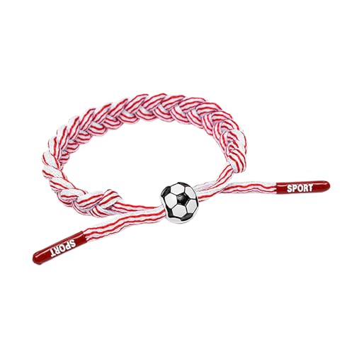 YWJewly Verstellbare Handgeflochtene Freundschaftsarmband Fußball-Armband, Fußball-Schmuck, verstellbare Unisex-Fußball-Paracord-Armbänder, Fußball-Geschenk Breite Lederarmband Für Männer (K, 21CM) von YWJewly