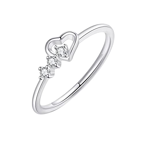 YWJewly Verstellbarer Fingerspitzenring Silber Liebe Strass Ringe Liebe hohlen Strass Ring Ehering Ringe für Frauen Geometrie Ringe Größe 5 10 Herrn Ringe Silber (Silver, 9) von YWJewly