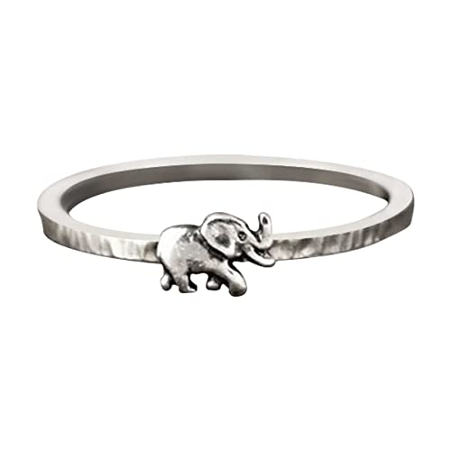 YWJewly Vintage Silber Knöchelring Set Elefant Ring Retro Silber Mädchen Kreative Tierform Endring Ring Fitness Ringe (Silver, D) von YWJewly