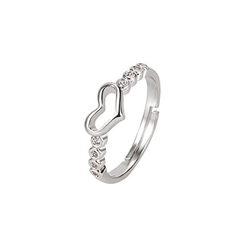YWJewly Vintage Silber Knöchelring Set Herzform Ring Mode Zirkon verstellbarer Ring Schmuck für Frauen Essbare Ringe Für Torte (Silver, One Size) von YWJewly