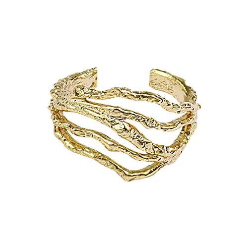 YWJewly Vintage-Steinkristall-Stapel-Mini-Ring-Set Multilayer Wickelring Weibliche Mode Temperament Zeigefinger Ring Fingerringe Spieluhr Der Ringe (Gold, A) von YWJewly