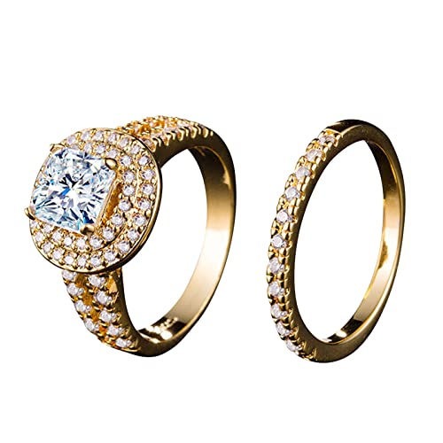 YWJewly Vintage-inspiriertes Knöchelring-Set für Damen Hochzeitsschmuck geschliffener weißer Ring handgefertigte Verlobungs-Luxus-Geschenk-Ringe Ringe Werfen Pool (Gold, 6) von YWJewly