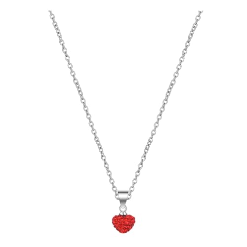 YWJewly Zeitlose Klassische Halskette Rote Halskette in Liebesform mit kurzer Netzkette mit rotem Schlüsselbein Engelsflügel Anhänger Silber 925 (b-Red, One Size) von YWJewly