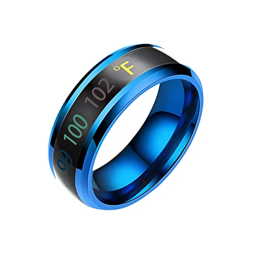 YWJewly Zirkon Öffnung Cartoon Fußabdruck Damen Ring Ring Mode Stimmung Intelligente Anzeige Temperatur Paar Magische Physische Ringringe Ringe Kostüm (Blue, 10) von YWJewly