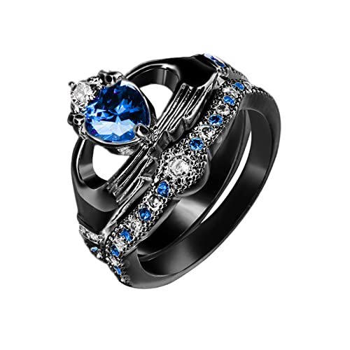 YWJewly für Frauen zur Linderung von Angstzuständen Geschenk Hochzeit Handmade Cut Verlobungsring Schmuck Luxus Weiß Ringe Stoffgürtel Mit Doppel D-ringe (Black, 7) von YWJewly