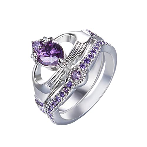 YWJewly für Frauen zur Linderung von Angstzuständen Geschenk Hochzeit Handmade Cut Verlobungsring Schmuck Luxus Weiß Ringe Stoffgürtel Mit Doppel D-ringe (Purple, 9) von YWJewly
