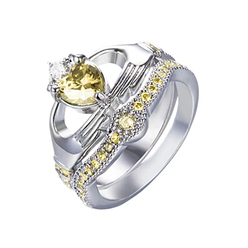 YWJewly für Frauen zur Linderung von Angstzuständen Geschenk Hochzeit Handmade Cut Verlobungsring Schmuck Luxus Weiß Ringe Stoffgürtel Mit Doppel D-ringe (Yellow, 10) von YWJewly