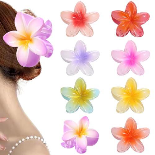 Blumen Haarklammer, 8 Stück Flower Hair Clips, Plumeria Flower Hair Claw Clips, Niedliche Blumen-Klauenklammern, Blumenhaarnadel Trendige für Frauen und Mädchen von YWKJDDM