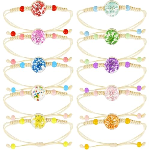YWKJDDM Freundschaftsarmbänder für Mädchen, 10 Stücke Geflochten Freundschaft Armbänder, Verstellbare Gewebte Armbänder Handgefertigt Armband für Geburtstag Mitgebsel von YWKJDDM