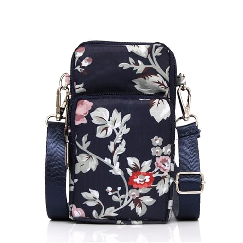 YWKJDDM Handytasche Zum Umhängen Damen, Handytasche Mädchen, Handy Umhängetasche, Handy Schultertasche Mini Crossbody Tasche Damentasche für Frauen Kleine Umhängetasche Brieftasche(Blaue Mondblume) von YWKJDDM