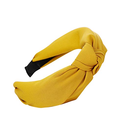 Damen Mode Haar Kopfband Mode-Knoten-Haarband Einfache SüßE YWLINK MäDchen Einfach Volltonfarbe Elegant Sport Breit Haar-Stirnband(Gelb,) von YWLINK