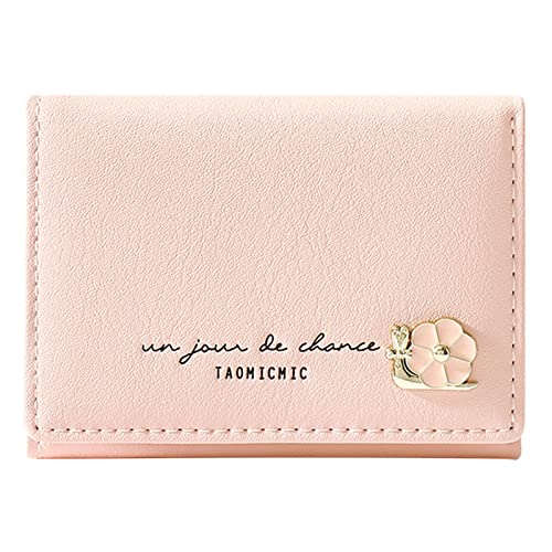 Frauen Faltbare Geldbörse Mode Student Tri Fold Short Clip Wallet Zwei Geldbörsen Damen Wallet (Pink, One Size) von YWLINK