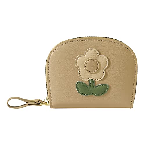 Kleine dreifach gefaltete Damen-Ledergeldbörsen mit Kartenfächern und Ausweisfenster Brieftasche Damen Klein (Yellow, One Size) von YWLINK